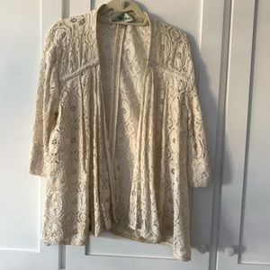 Cream lace over shirt from Anthropologie